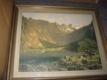 Listing 10 of 17 for Hand coloured Mountain Waterfall Lake & Bush Scene