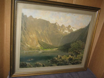 Listing 7 of 17 for Hand coloured Mountain Waterfall Lake & Bush Scene