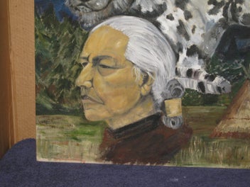 Listing 10 of 19 for Large Eagle Bear Wolf Horse & Native American Painting original oil on canvas