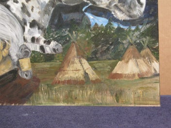 Listing 11 of 19 for Large Eagle Bear Wolf Horse & Native American Painting original oil on canvas