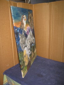 Listing 17 of 19 for Large Eagle Bear Wolf Horse & Native American Painting original oil on canvas