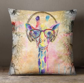 S4sassy Decorative Artistic Giraffe Print Multicolor Square