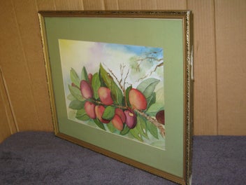 Listing 14 of 19 for L Huggard - Plums On The Tree - A very good original watercolour painting