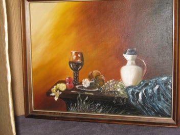 Listing 3 of 14 for Stephen Anderson Wine & Fruit on Table Dutch Theme Original oil painting Hamilto