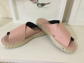blush pink slip on shoes