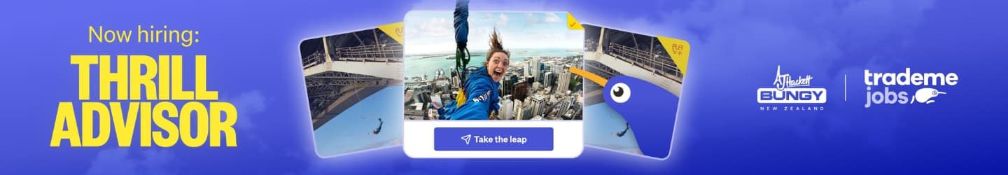 Trade Me Jobs X AJ Hackett Bungy NZ Full screen Banner