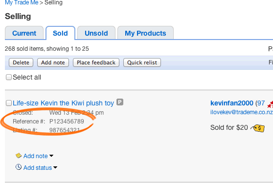 P number location - Sold