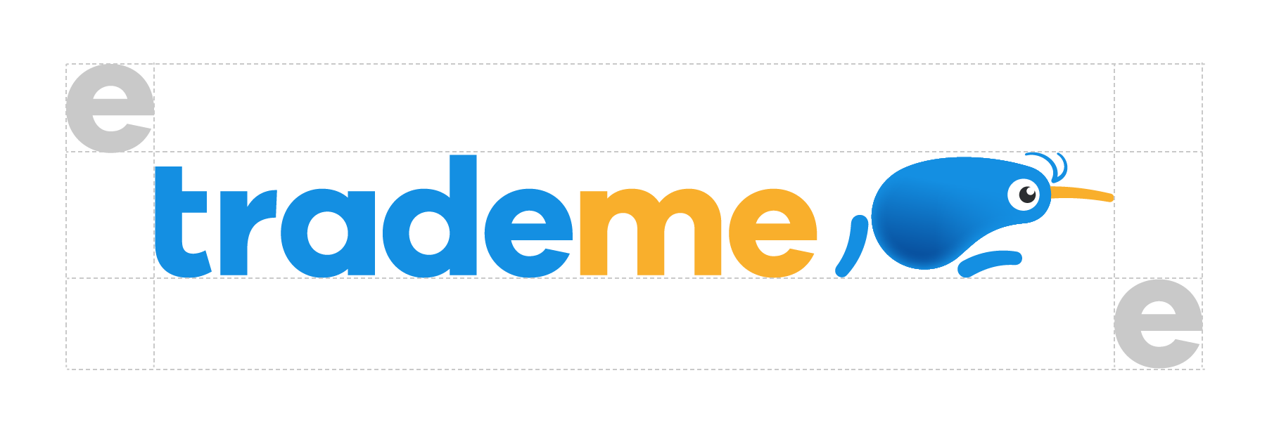 Trade Me logo with spacing guidelines