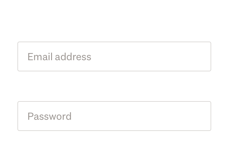 Bad example of form labels where placeholder text is used as the label